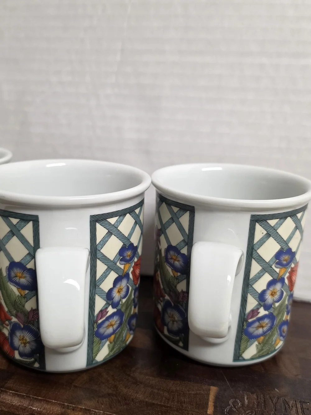 Vintage Dansk Nordic Garden Floral Coffee Mugs Set of 4 Cottagecore 90s MCM